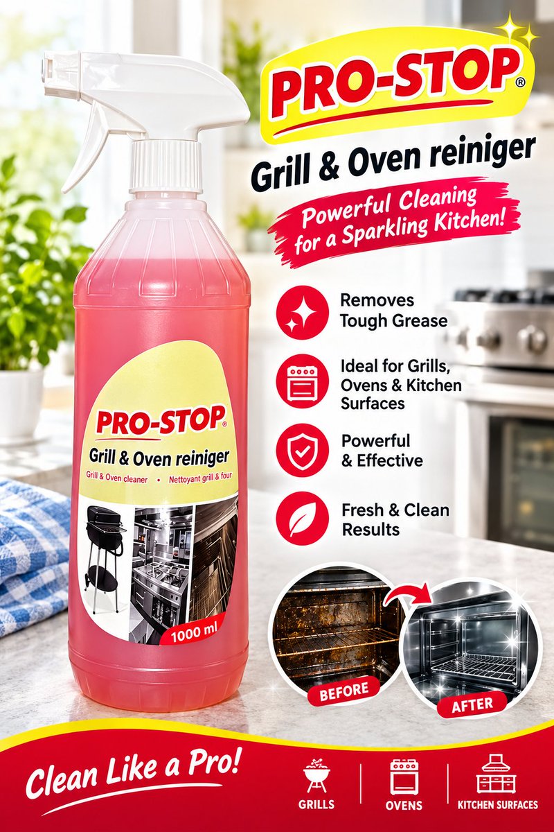 SaahSolution's tweet photo. PROSTOP Oven & Grill Cleaner is your ultimate solution for tackling tough, baked-on grease and grime.Its powerful formula penetrates stubborn residue on ovens, grills, stovetops, and BBQs #PROSTOP #GrillCleaner #OvenCleaner #GrillAndOvenCleaner #KitchenCleaner #Saah https://t.co/U6I7w6QqUF