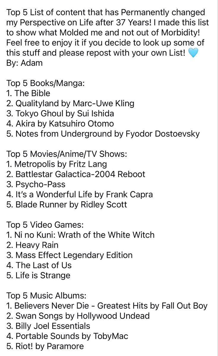 TheBanditKing05's tweet photo. If anyone is Interested! 😊 #gaming #gamers #books #reading #movie #love #art #inspire #goals #Anime #Manga #music #happy #hope #MentalHealth #friends #family #news #PlayStation #BlackClover #Xbox #horror #Halloween #gym #fitness #food #life #Photography #Akira #TokyoGhoul https://t.co/4TUOO0JV0s