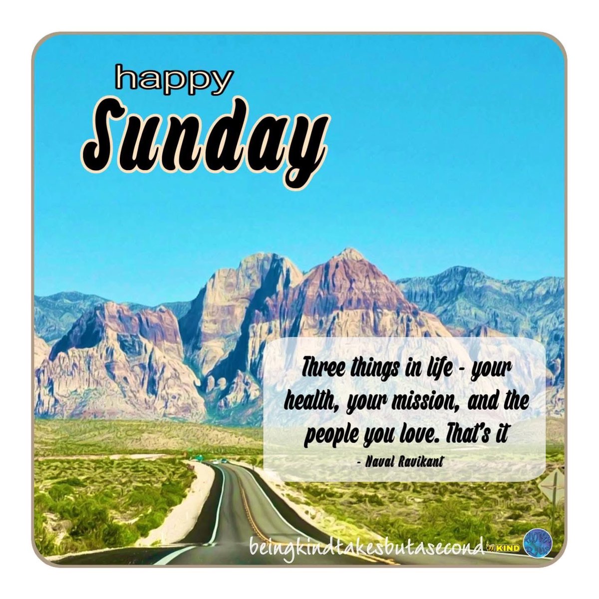 QuotesrusF's tweet photo. 😘❣️ HAPPY SUND🔅Y Three things in life - your health, your mission, and the people you love. That's it - Naval Ravikant 🙋🏻♀️ 🐝 KIND
#happysunday #sunday #beekind #beingkindtakesbutasecond #life https://t.co/DhOdFYlS8p