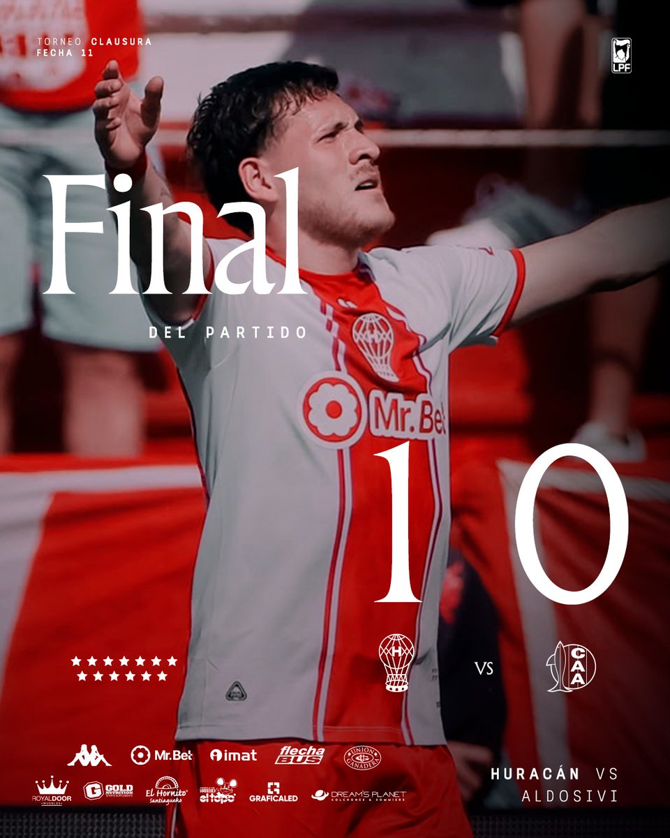 CAHuracan's tweet photo. #JuegaHuracán 🎈|⏱️ 49' ST 
🔚 Final del partido

¡HURACÁN, HURACÁN, HURACÁN! 🔥🔝

#Huracán (Lescano) 1 - 0 #Aldosivi https://t.co/TSbgK7RB89