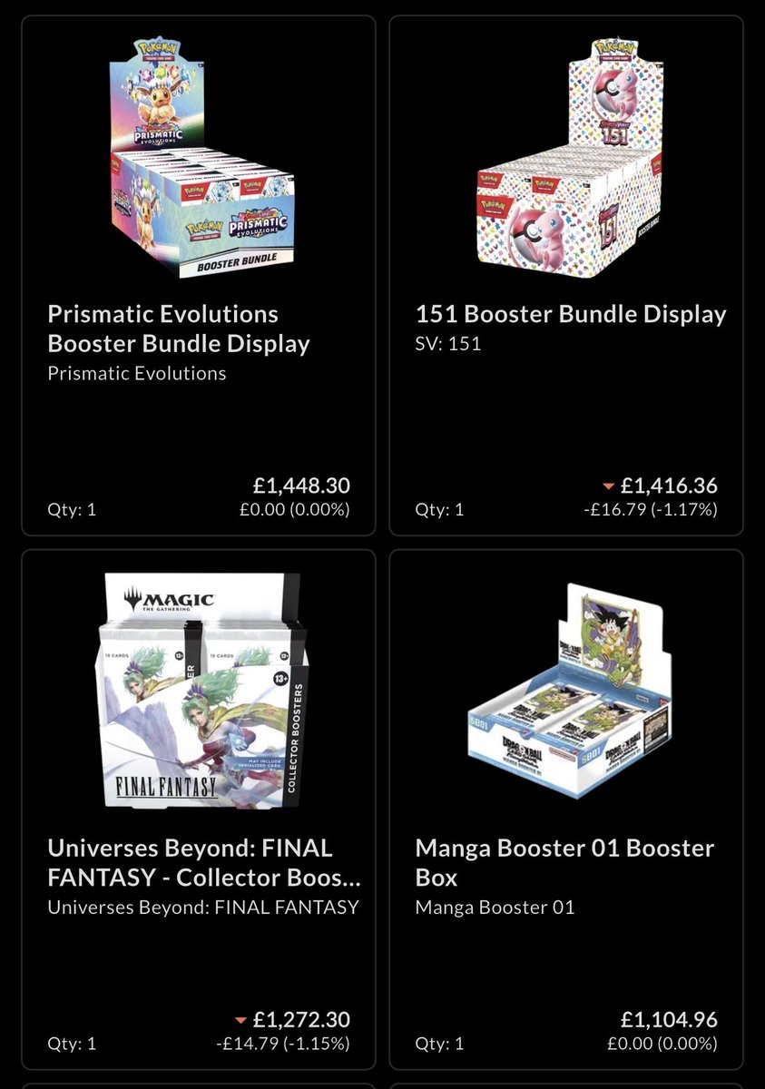 TFCollectorUK's tweet photo. @Driztcg Wish I had cards that were more expensive than my sealed https://t.co/xXoGd3wxC0