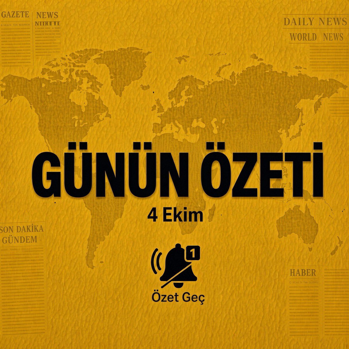 ozetgechaber's tweet photo. #SONDAKİKA | Bugün neler yaşandı, sizin için özetledik.Takip ederek destek olabilirsiniz. (4 Ekim)

🔸Ankara'da okul saldırılarına karşı öğrenciler için kurşun geçirmez çanta geliştirildi.
🔸Türk Medeni Kanunu, 100 yıl önce bugün yürürlüğe girdi.
🔸Adana ve Osmaniye’de bir çok deprem meydana geldi. 

🔸İstanbul, dünyanın en iyi 64. şehri seçildi.

🔸Girne gemi faciasında kayıp durumda olan bir kişinin daha cansız bedenine ulaşıldı.

🔸Trabzon’da 12 yıl önce kaybolan 2 kişinin, öldürülerek ormana gömüldüğü ortaya çıktı.

🔸18 yaşındaki Gökçe, Bursa'da ormanlık alanda tartıştığı 24 yaşındaki sevgilisi tarafından boğazı kesilerek öldürüldü.

🔸Galatasaray Üniversitesi'nde Erasmus kapsamında Fransa'ya gidecek bir öğrencinin vize başvurusu, başörtülü biyometrik fotoğrafı nedeniyle kabul edilmedi.

🔸Bursa’da yaşayan ve Türkiye şampiyonu olan 13 yaşındaki güreşçi Yusuf Taha Turp, beynine pıhtı atması sonucu hayatını kaybetti.

🔸Hakkari Yüksekova’da bir tırdaki arı kovanlarına gizlenmiş 91,1 kilogram uyuşturucu ele geçirildi.

🔸Prof. Dr. Şener Üşümezsoy: "Adana ve çevresinde büyük bir deprem yerine çok sayıda küçük deprem meydana gelebilir."

🔸Tekirdağ Şarköy’de 68 yaşındaki emekli vatandaş, kendisini polis olarak tanıtan dolandırıcılara inandı; 19 milyon lira dolandırıldı!

🔸Bakırköy Adliyesi’nde ‘rüşvet skandalı’ genişliyor.
•2022-2024 arasında bazı davaların rüşvet karşılığı yönlendirildiği iddiasıyla yürütülen dosyada 8 kişi tutuklandı.
•5 hakim ve savcı görevden uzaklaştırıldı.

🔸Antalya Gazipaşa’da 20 yaşındaki genç, 16 yaşındaki kızıyla görüştüğü gerekçesiyle baba tarafından bıçaklanarak öldürüldü. Baba ve kız gözaltına alındı.

🟨 Siyaset 

🔸Bakan Tekin: "YKS'de değişiklik olmayacak."

🔸İçişleri Bakanı Mustafa Çiftçi: (Bugün meydana gelen depremler hk.)
"An itibarıyla herhangi olumsuz bir durum bulunmamaktadır. Ekiplerimiz çalışmalarını devam ettirmektedir.
Depremden etkilenen vatandaşlarımıza geçmiş olsun dileklerimi sunuyorum."

🔸Cumhurbaşkanı Erdoğan: “Milletimiz bize güvensin, bize inansın…
İster belediyelerde, ister sermaye piyasalarında olsun, milletin malına el uzatanların yaptıkları yanlarına asla kâr kalmayacak. Biz buna müsaade etmeyeceğiz.”

🔸Özgür Özel, Ekrem İmamoğlu’nu Silivri Cezaevi’nde ziyaret etti.

🔸Ümit Özdağ: Neden İstanbul'da bir Türk kadını tek başına otobüse, metrobüse binmekten korksun? 

🟨 Borsa | Ekonomi 

🔸İstanbul Cumhuriyet Başsavcılığı, Eski SPK Başkanı İbrahim Ömer Gönül için Hazine ve Maliye Bakanlığı'na "görevi kötüye kullanma" suçlamasıyla soruşturma izni verilmesi için talepte bulundu.

🔸Hazine ve Maliye Bakanı Mehmet Şimşek, İbrahim Emir Gönül için ön inceleme ve araştırma yapılması amacıyla Teftiş Kurulu’nu görevlendirdi.

🔸Tasfiye dışı bırakılan Tera’ya ait TMV fonunda binlerce yatırımcı, paylarını sattığı halde parasına ulaşamıyor.

🟨 Dünya

🔸Trump, yaz saati uygulamasının kalıcı hale getirilmesini istedi.

🔸Kremlin: "Kaliningrad’a yönelik herhangi bir tehdit durumunda Rusya, elindeki tüm silah cephaneliğini kullanacaktır. Bu kesinlikle bir şaka değil."

🔸Donald Trump: Her gün bir aspirin alıyorum. İşe yarıyor mu emin değilim ama psikolojik olarak buna ihtiyacım var.

🔸Angelina Jolie’nin Gazze paylaşımı:
•Artık Google Earth'ü açıp Gazze'ye ne yapıldığını görebilirsiniz. Mahalleler enkaza döndü.
•Evler, okullar, hastaneler ve altyapı zarar gördü veya yok edildi.

🟨 Spor

🔸Yasin Kol ve Göktuğ Hazar Erel yarın adliyeye sevk edilecek. 

🔸Mert Hakan Yandaş'ın 6 aylık cezası, bugün sona erdi.

🔸Serdal Adalı, yeniden Beşiktaş başkanı seçildi.

🔸Mauro Icardi, yeniden Galatasaray forması giymek istiyor. (El Nueve)

🔸İtalya maçı sonrası Vincenzo Montella ile yolların ayrılması bekleniyor. (Akşam)

🟨 Her akşam günün en önemli gelişmelerini size özetliyoruz.

🔸Devam edebilmemiz için lütfen bizi takip ederek destek olup bildirimleri açın.