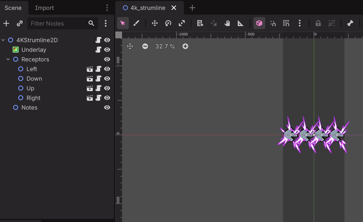 cherrythecool's tweet photo. finally locked in again and finished redoing strumline in funkin godot (again technically)

should be just as functional as before while also making it easier in future to make modifications to strums/notes as well as modcharting maybe https://t.co/hZognP2fmH