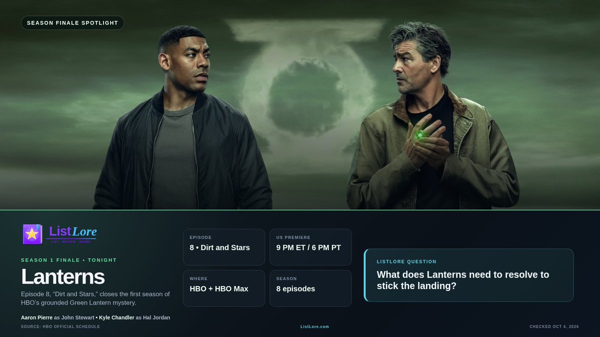 ListLoreApp's tweet photo. Lanterns reaches its Season 1 finale tonight. Episode 8, “Dirt and Stars,” arrives at 9 PM ET / 6 PM PT on HBO and HBO Max. What needs to happen for this season to stick the landing? #Lanterns #DC https://t.co/X3oInpkfKN