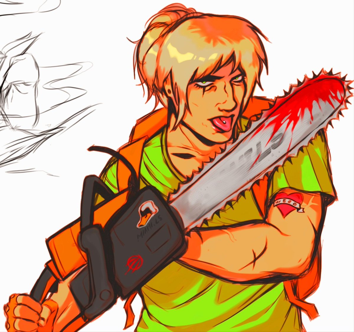 ploonette's tweet photo. Swan #1 #hotlinemiami2 https://t.co/Fa2LEuO8yx
