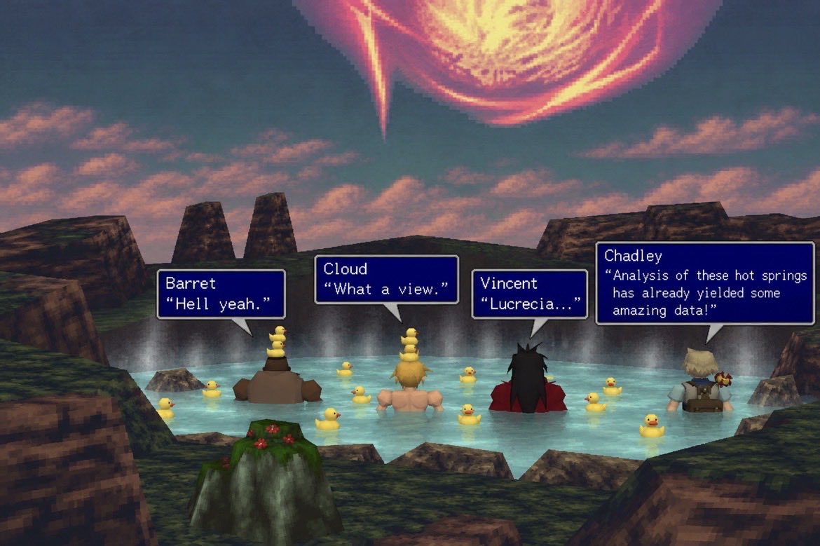 ViviTheGrey's tweet photo. Don’t know why the FF7 fanbase is so angry.  I’m glad we’re getting a remake of this iconic scene. https://t.co/n41Pszza81