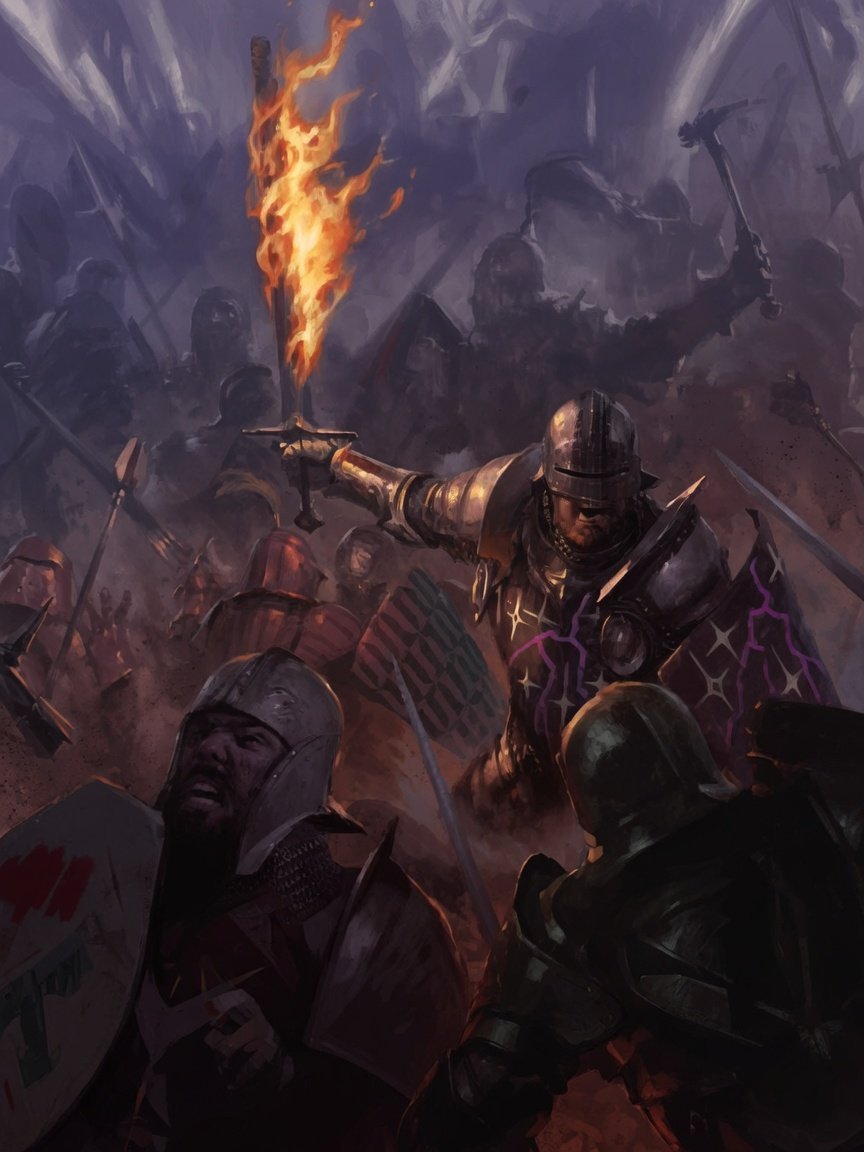 1Cr0ww's tweet photo. ‘Beric Dondarrion in battle’ 𝘣𝘺 Tyler Jacobson. https://t.co/oDMEP9OZSc