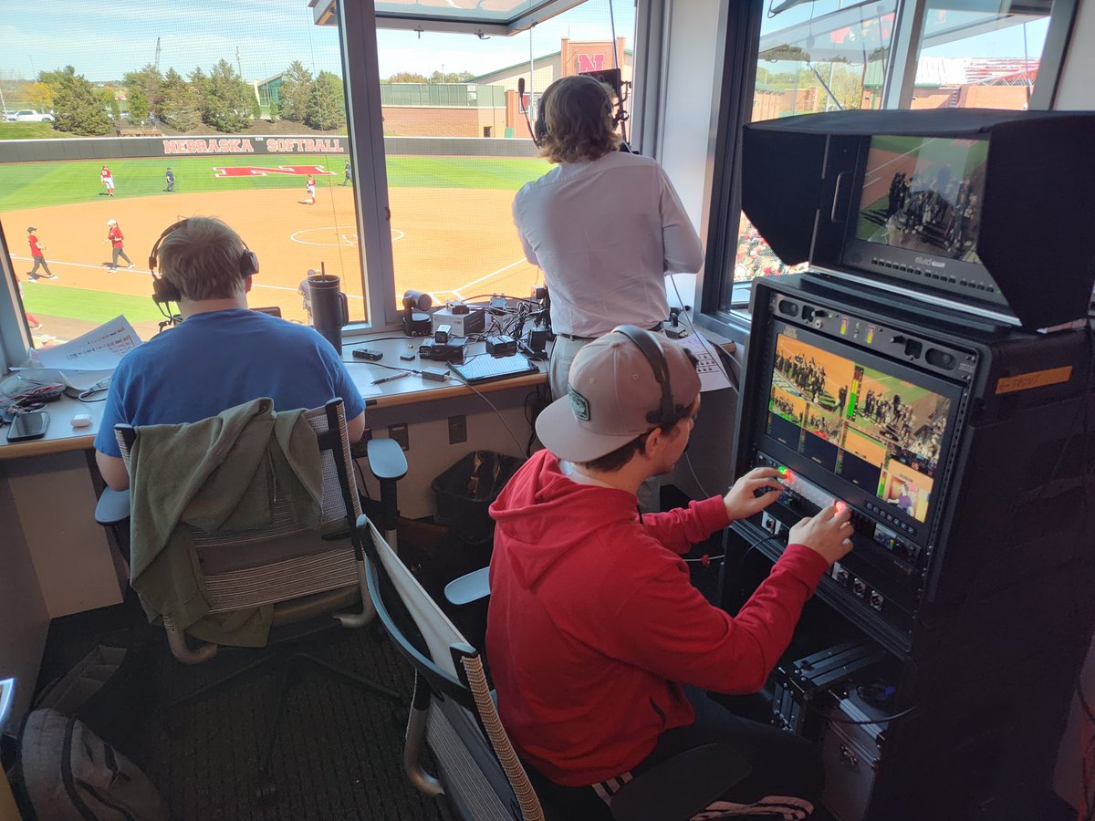 BillDoleman's tweet photo. One photo doesn't do justice to our @Unl_CoJMC Sports broadcasting team at work today. We have @903KRNU &amp; @BigTenPlus announcers at @HuskerSoccer with 2 radio &amp; 2 TV on-air teams for @HuskerSoftball vs Omaha and students handling production. 20+ taking advantage of opportunity! https://t.co/N8sENLMVY9