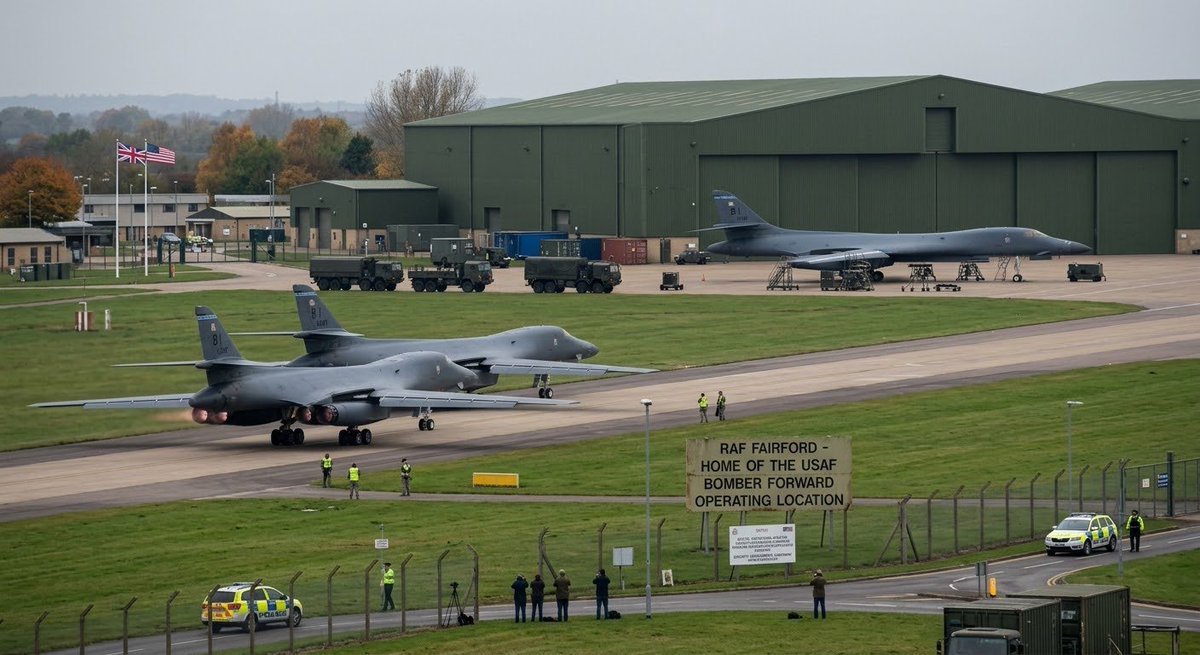 DiamondNews001's tweet photo. 🇺🇸🇬🇧🇮🇷 The interesting part isn't just that the B-1s are leaving Fairford.

It's that they're reportedly being withdrawn because of safety concerns after the base was used extensively during the Iran war.

To me, that shows how quickly the security environment around a major military base can change.