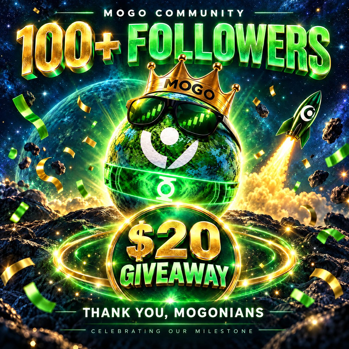 mogo_coin's tweet photo. $MOGO Just Crossed 100 Followers 💚🌍 

Our little planet is growing, and we’re celebrating with a $20 giveaway.

To enter: 

• Follow and turn Notis On 🛎
• Join our TG Community (link in bio)
• Like and repost then drop proof in the comments 

● Randomly picking 2 Winner in 12hours

‼️The Launch date will be Announced tomorrow 🔥

Stay Tuned, Something Huge Is Coming Soon 🔥 

#MOGO #MEMECOIN #CRYPTOCOMMUNITY #LAUNCH #GIVEAWAY