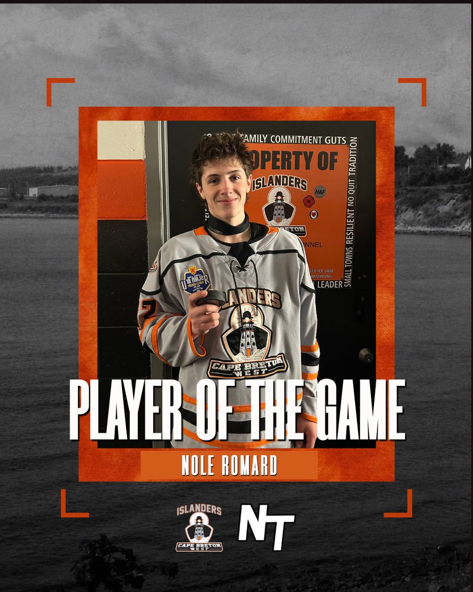 CBWestIslanders's tweet photo. The @novatrophy POG is Islanders underage forward Nole Romard who finished off a 4 point weekend by sniping his 1st @nsu18mhl goal 🎯 https://t.co/DkMptGksRy