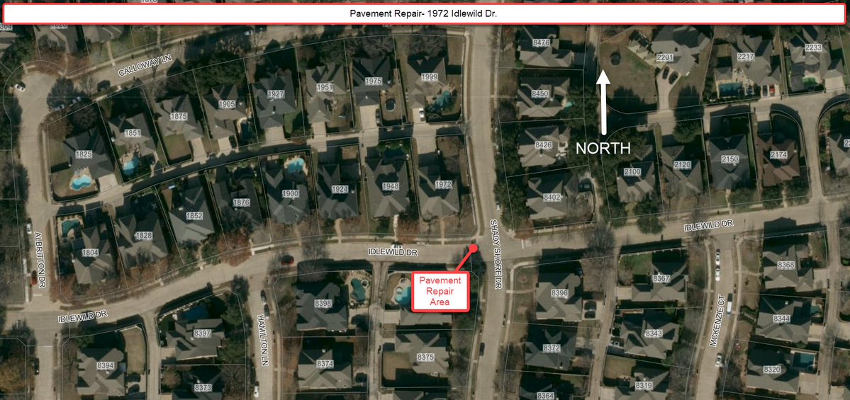 CityOfFriscoTx's tweet photo. Roadwork Roundup: Week of October 5, 2026 🚧
These roadwork projects may continue to impact traffic this coming week. (Estimate 2 wks. for completion, weather permitting).

New Pavement Replacement:
- 635 Pine Hills Dr.
- 1972 Idlewild Dr.

Drive safely and thank you for your patience! 😊

@FriscoPD