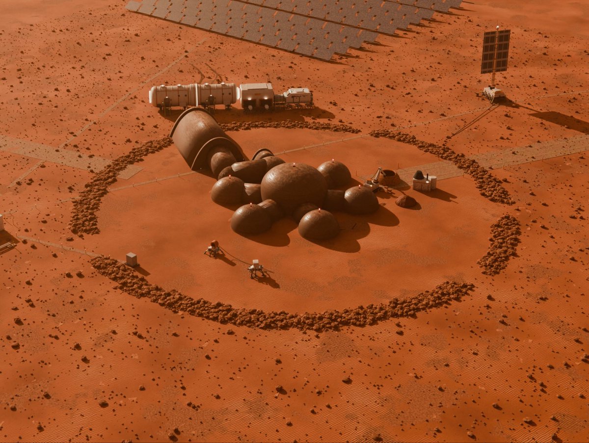 MarsSurfHab's tweet photo. I managed to print my design concept over the weekend. The regolith layer, hollow. Fairly impressed with the end result. 😀 https://t.co/U4OdGfUA0D