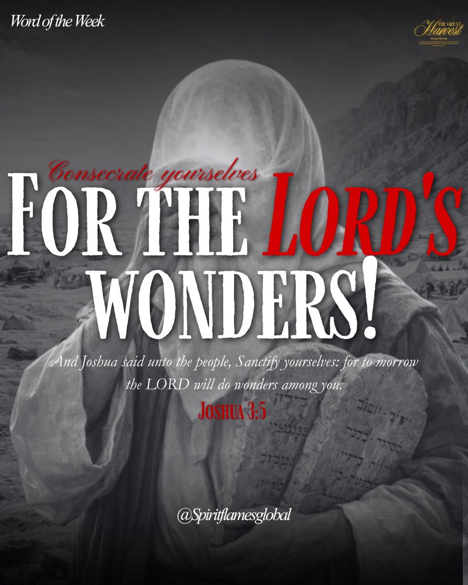 spirit_flamesgl's tweet photo. Word of the Week | Consecrate yourselves for the Lord's wonders!

Central Scripture: Joshua 3:5 KJV

Welcome to a brand new week!

#Spiritflamesglobal #Goodnewsnation #fyp #church #Wearemorethanconquerors #Motivational https://t.co/SmM8SyMgbs