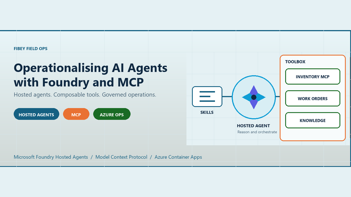 AzureDevOps's tweet photo. 🤖🔧 AI agents are easy... until they have to work in the real world.
This deep dive into Fibey Field Ops shows how Microsoft Foundry Hosted Agents + MCP help solve the hard stuff: deployment, authorization, (cont) https://t.co/F6jLsylXTs https://t.co/hxpuWiNTRh