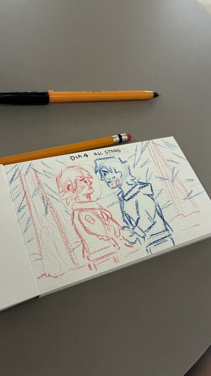 PomPomTsuki's tweet photo. Hoy no pude dibujar en digital pero me lleve una pequeña notebook en el camino para el dia #4 All Stars OBVIO debia dibujar la eliminación de Tom LLORÉ 🩷💖✨ #Inkcamp https://t.co/63Z7dsDPrf