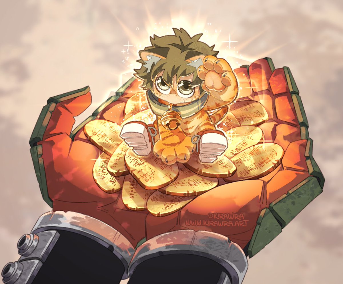 KiRAWRart's tweet photo. Day 03 #BKDKtober2026: "Maneki-Neko"

Lucky little Meowdoriya bestows riches on his Nyacchan!

#deku #bakugo https://t.co/iB4ezOPZ72