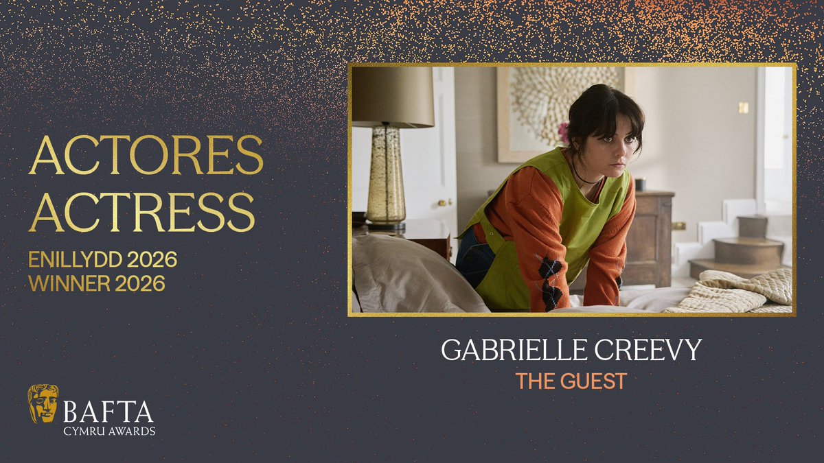 BAFTACymru's tweet photo. The final award of the night is for Actress, which goes to Gabrielle Creevy for The Guest. Llongyfarchiadau ar dy wobr BAFTA Cymru Award, Gabrielle! ✨👏

#BAFTACymruAwards https://t.co/jgaNfBBbpG