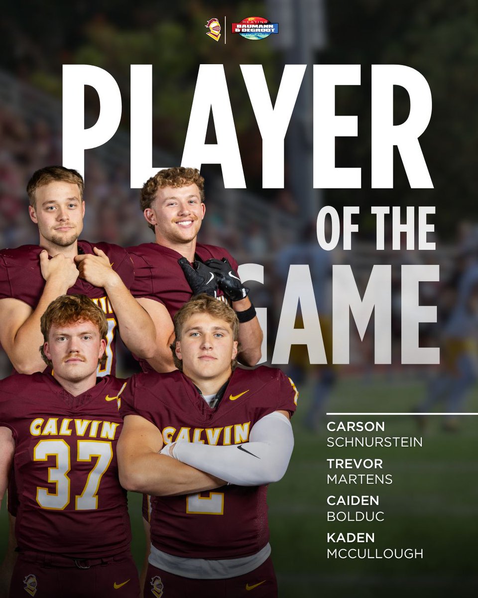 CalvinKnightsFB's tweet photo. 🏆 PLAYER OF THE GAME.
Carson Schnurstein, Trevor Martens, Caiden Bolduc and Kaden McCullough

🛡️ DEFENSIVE PLAYER OF THE GAME.
Peter Markvluwer

🏈 THROUGH THE AIR.
Andrew Berg, Brayden Steinbacher, Michael Liggett, Andre Johnson, Matthew Hallam and Jayden Fles

#Champions4Life https://t.co/xMWaBziGNK