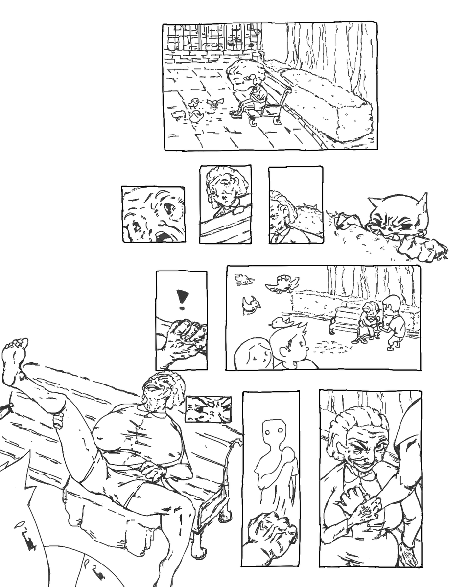 punmeoh's tweet photo. no flat colors today!!! (i don't know how to use it and  it's fine... for now)
btw the monster is an imp 👹

Day 04: Publically acting out
 #takeovertober #possession https://t.co/ebS6HCoB9t