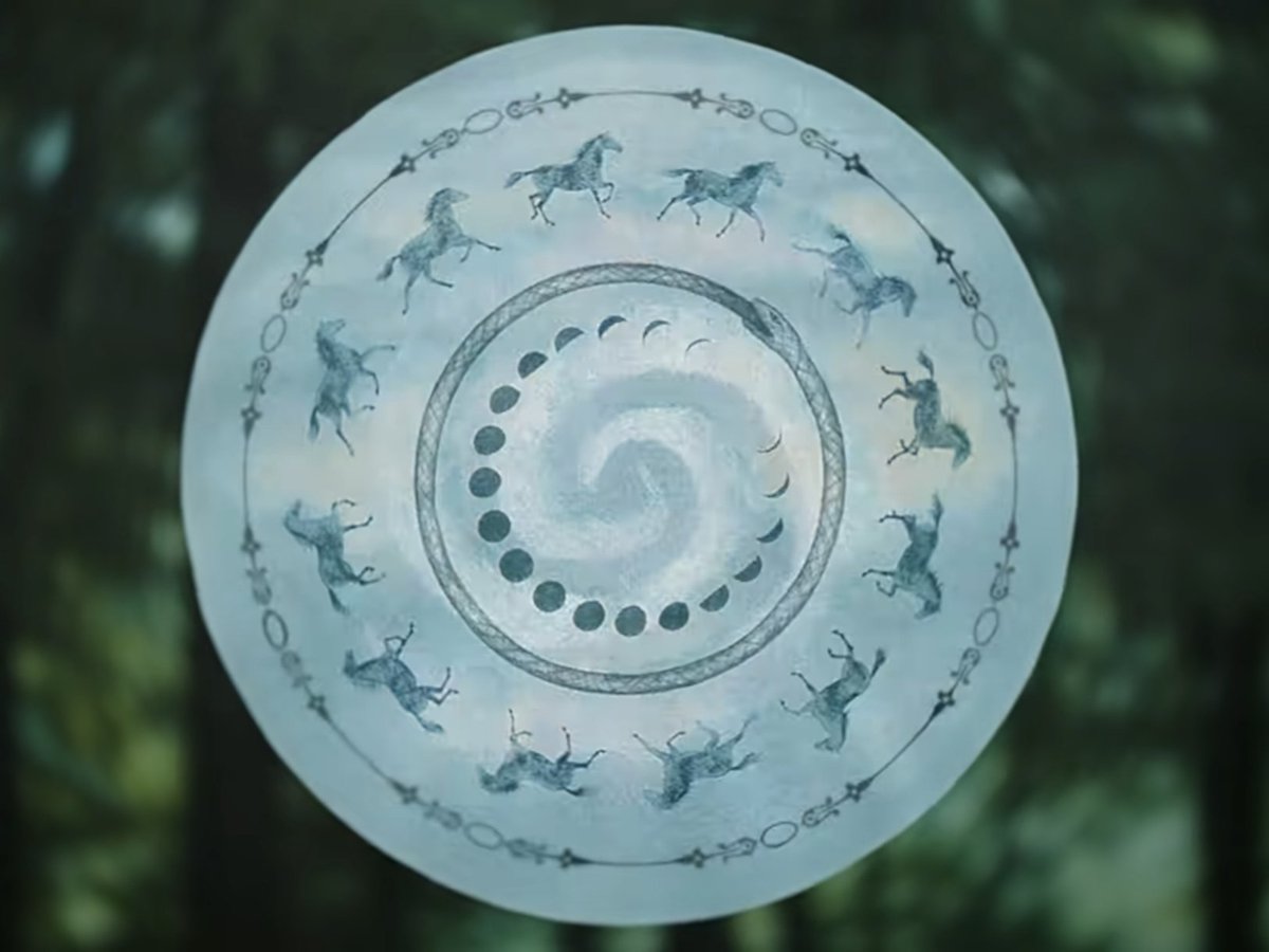 jiyoungpeachwes's tweet photo. this thing is called a "phenakistiscope". it's an old form of animation disc where an image loops. interestingly, phenakistiscope comes from a Greek word "phenakizein", which means to deceive or cheat. 

i think jh and shua are cheating time to meet in their dreams. - cont. https://t.co/PYqfTq3Y1U