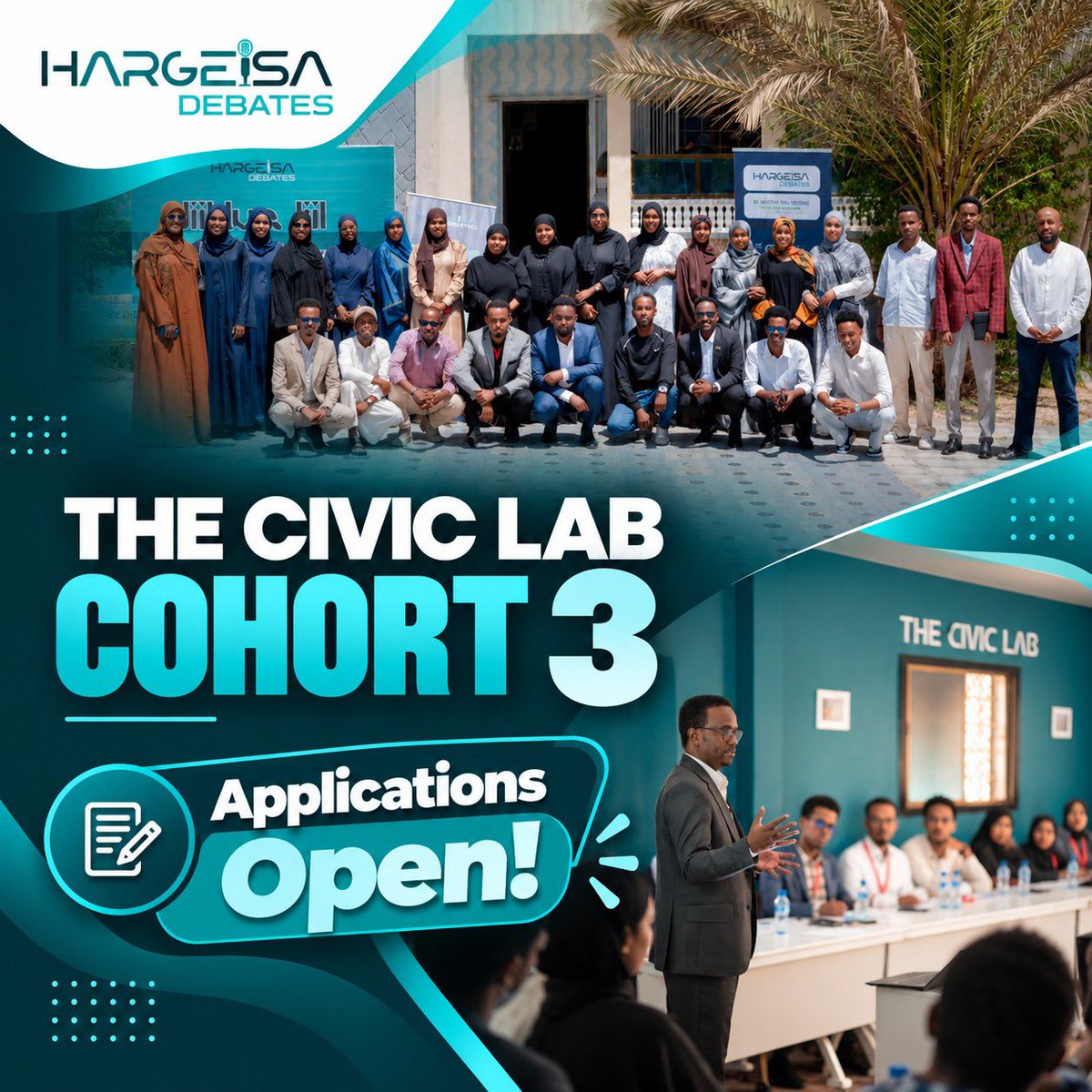 HargeisaDebates's tweet photo. Ready to move from passion to impact?
๐ University seniors & recent graduates: The Civic Lab applications are OPEN.
Learn. Debate. Simulate. Lead.
Limited spots. Apply now.
#TheCivicLab #HargeisaDebates
@hbsHornOfAfrica
https://t.co/RVSOv3FQzY https://t.co/j9yBYHC1gW