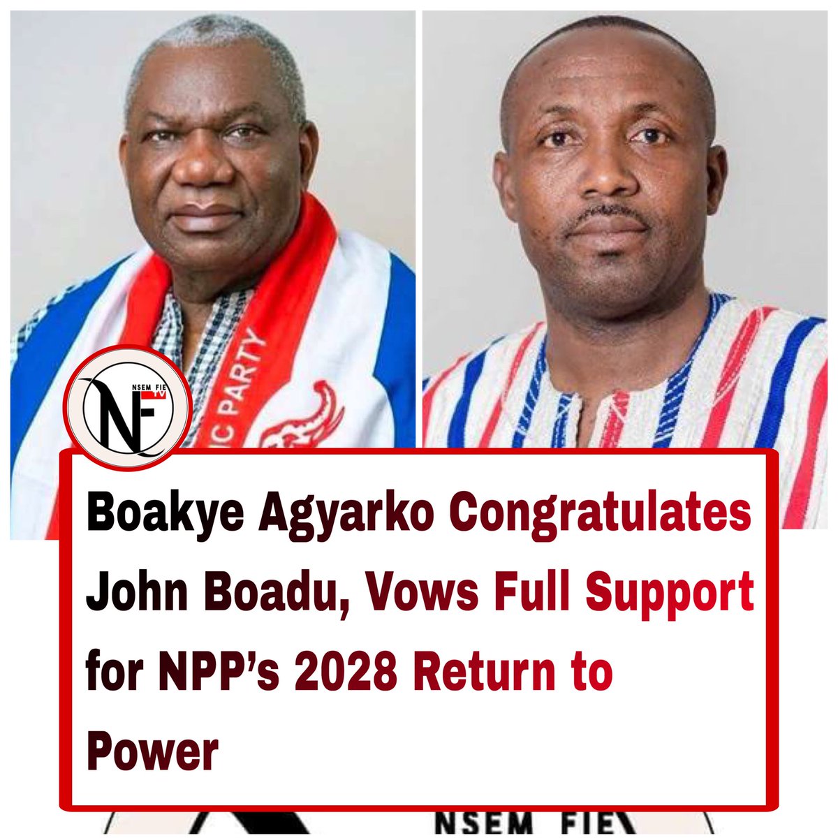 nsemfietv's tweet photo. Boakye Agyarko Congratulates John Boadu, Vows Full Support for NPP’s 2028 Return to Power
#BoakyeAgyarko #JohnBoadu #NPP #NsemFieTv #2028Elections https://t.co/6H7XIc5k3V