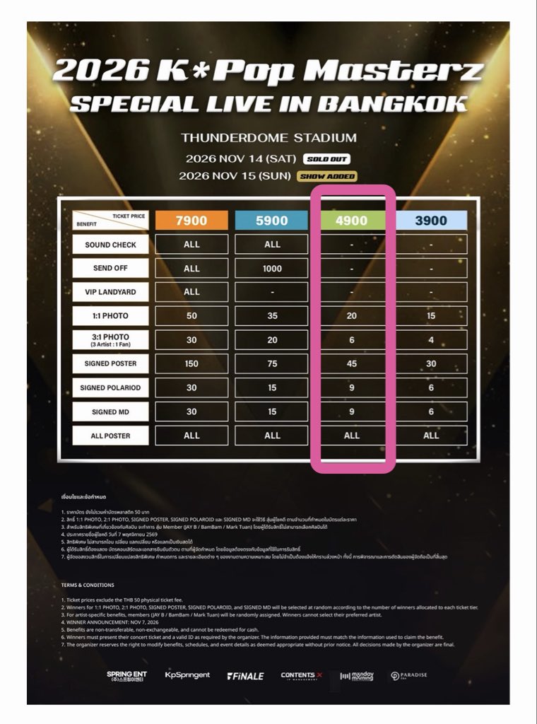 Ljbds1994's tweet photo. 🔥 ปล่อยบัตร 4,900🔥
 ✅ โซน W2 แถว M
📌 วันอาทิตย์ที่ 15/11
💚 เบเนครบ 💚

#got7 #JAYB #BamBam #MarkTuan #KPOPMASTERZ_SPECIAL_LIVE_IN_BANGKOK #2026KPOPMASTERZ_SPECIAL_LIVE_IN_BANGKOK_BAMBAMxJAYBxMARK https://t.co/EHPuNBukeQ