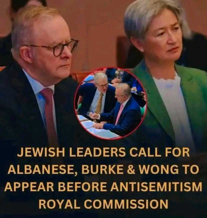 peter_jamesL's tweet photo. Jewish community leaders have called for Prime Minister Anthony Albanese, Home Affairs Minister Tony Burke, and Foreign Minister Penny Wong to give evidence before a proposed Royal Commission into antisemitism. https://t.co/QEmgwoOs0Q