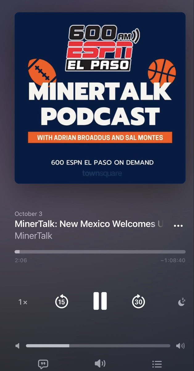 ElPasoVisuals's tweet photo. You have to get props when props are due and props to the person at @600espnelpaso who uploaded #Minertalk show so quickly to Apple podcast yesterday. Glad I can listen to the show and help pass the time on my way home from ABQ this morning! https://t.co/EBYFYdZGa5