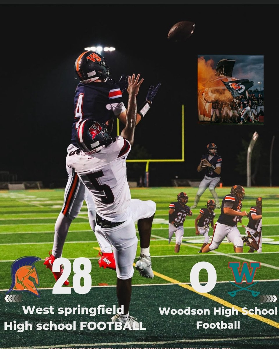 Laith_WSHS's tweet photo. West Springfield high school football put together a complete performance Friday night, taking down Woodson HS football 28-0 with a blowout! FINAL:
🟧⚔️🟦 West Springfield — 28
⚔️Woodson — 0 

All photo credit to @photos_by_lyz https://t.co/R6ro4bmwVD