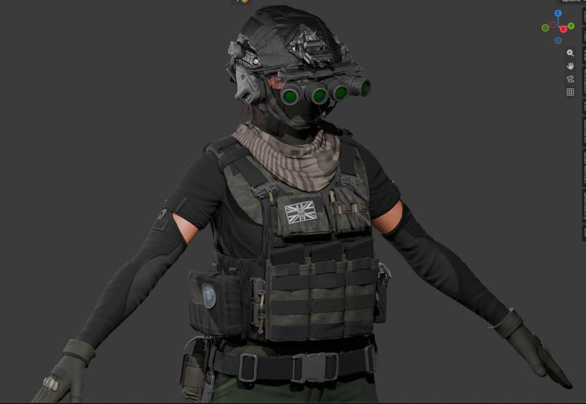 b_j_mary's tweet photo. I’ll spice up the topic of Inktober a bit with a spoiler for the upcoming model. So far, I’ve been having problems with the rig, so I can’t finish it. But I already like how it turned out. I chose her outfit based on the style of MW4.

#ocdesign #blender #3d #3drender https://t.co/c9p4QuPIqp