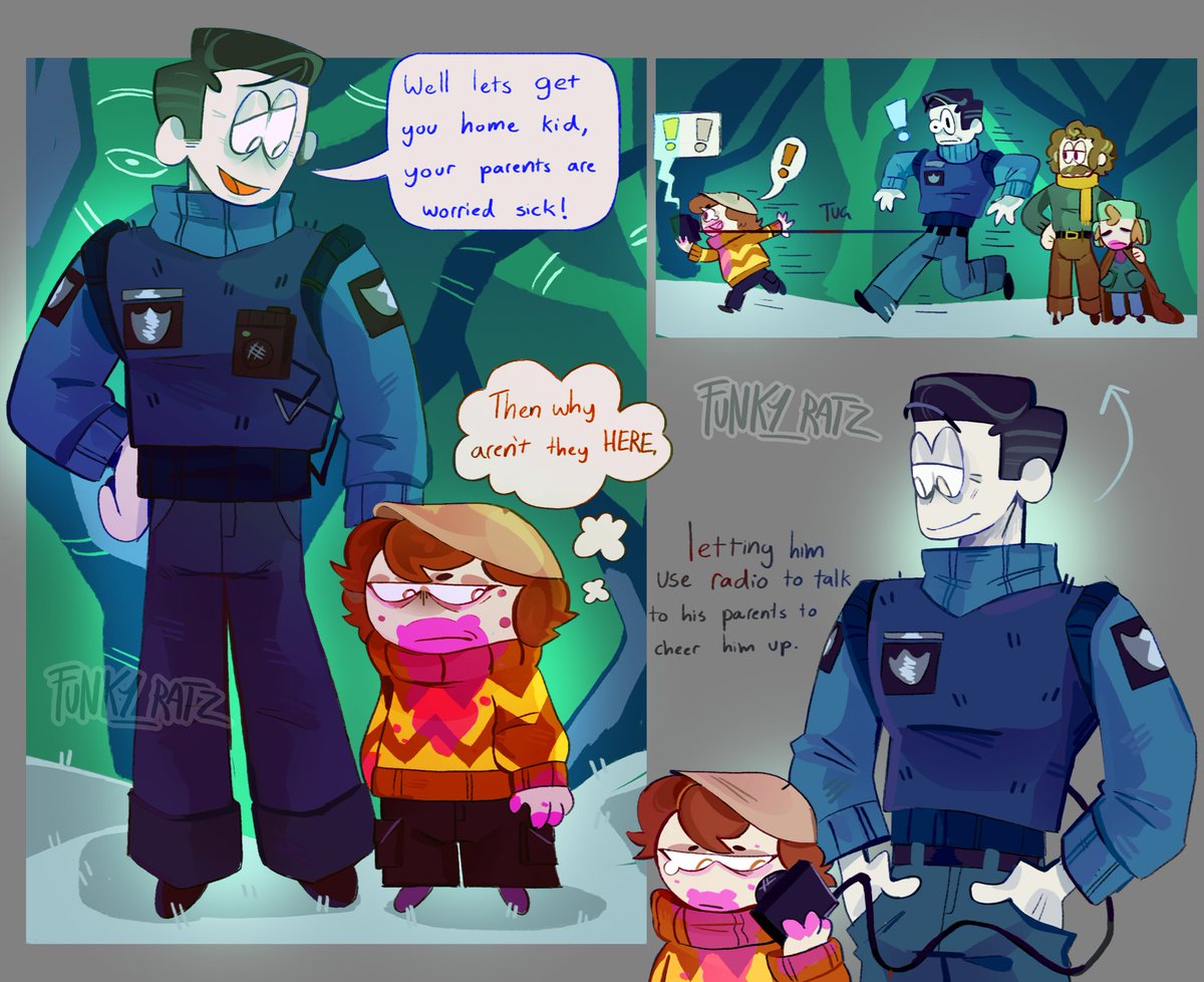 Funky_Ratz's tweet photo. Roy not having anyone to walk back with so hes stuck with the weird loser cop #spookymonth #spookymonthfanart https://t.co/LRHgts60EJ
