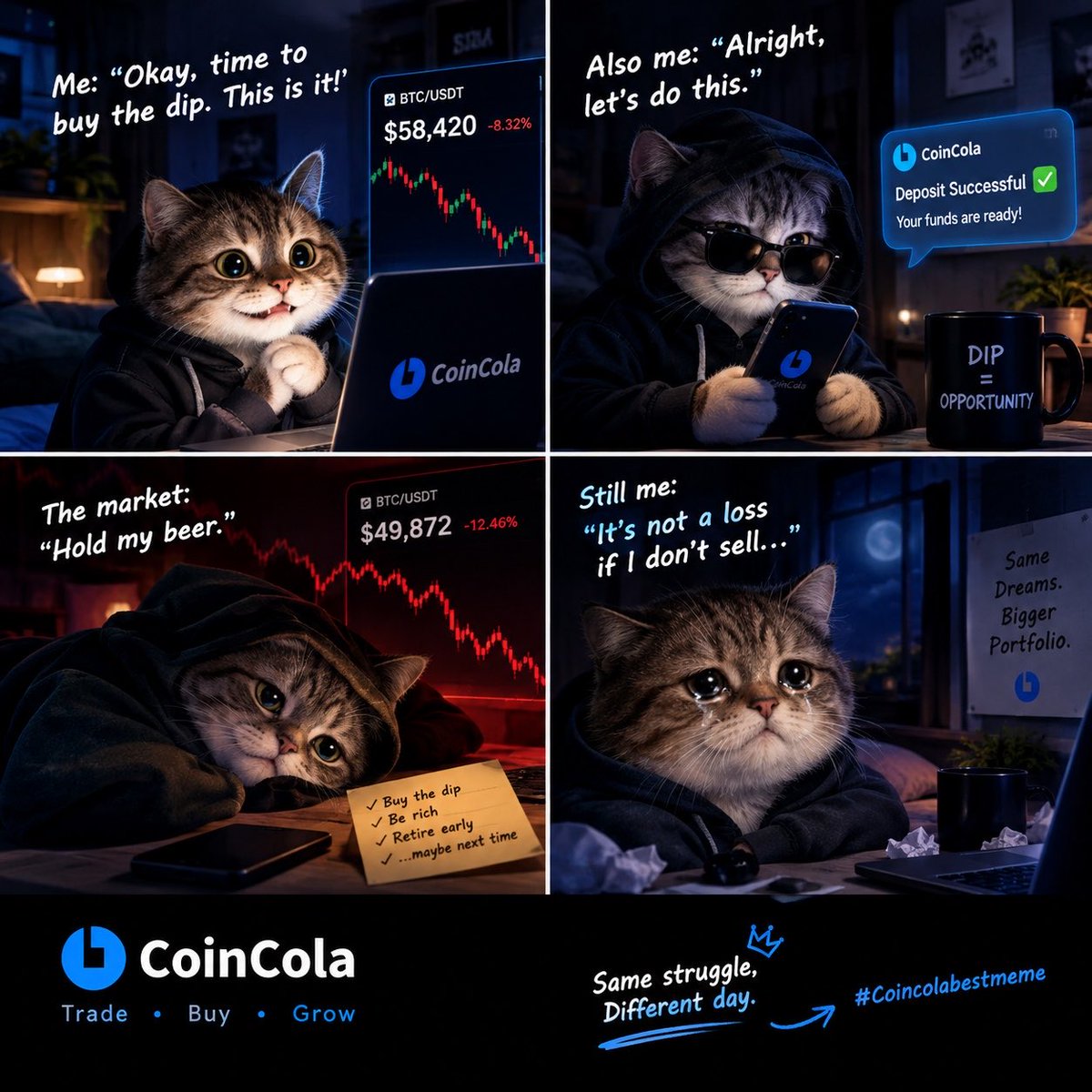 mfoursevenxbt's tweet photo. Me: “This is the bottom. I’m buying the dip.”
The market: “You sure about that?” 💀
@coincola_HQ
#Coincolabestmeme
@j @elliotbtcusd_ @lunaryjames_ @b https://t.co/8tFH5BL1R9