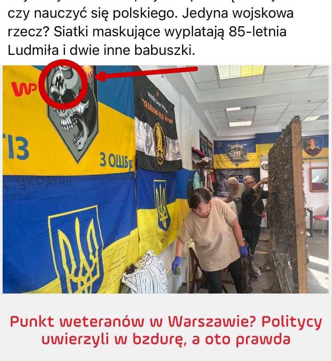coolfonpl's tweet photo. WP zrobiło materiał, jaka to nieszkodliwa jest warszawska ekspozytura "weteranów" Azova.

Przy okazji opublikowali zdjęcie dowodzące, że w tym lokalu prezentowane są nazistowskie znaki (wilczy hak). https://t.co/EifLEiPd9r