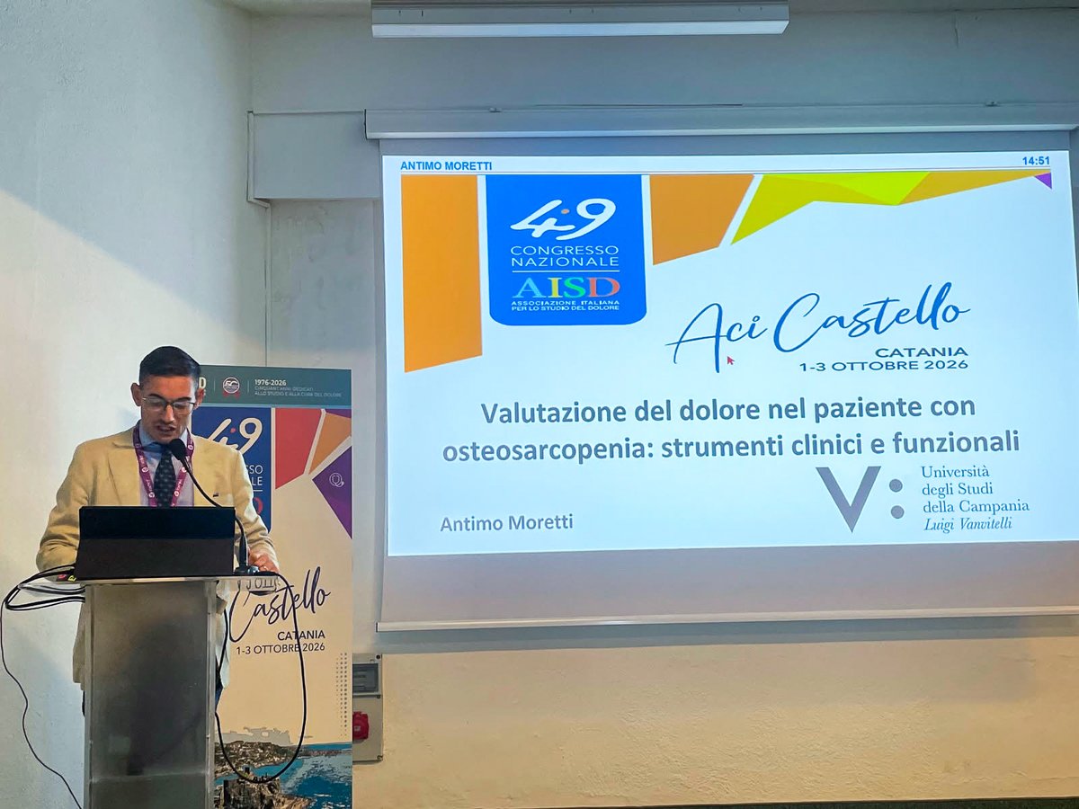 simfer's tweet photo. 🤝 Al Congresso Aisd di Aci Castello, sessione congiunta Aisd-Simfer su dolore, osteoporosi e sarcopenia.
Iolascon, Moretti, Sansone e Gimigliano hanno affrontato meccanismi del dolore, valutazione, terapia farmacologica e riabilitazione multimodale. 🦴
✅ https://t.co/3q3tSpswhp https://t.co/uilQkNm7Ap