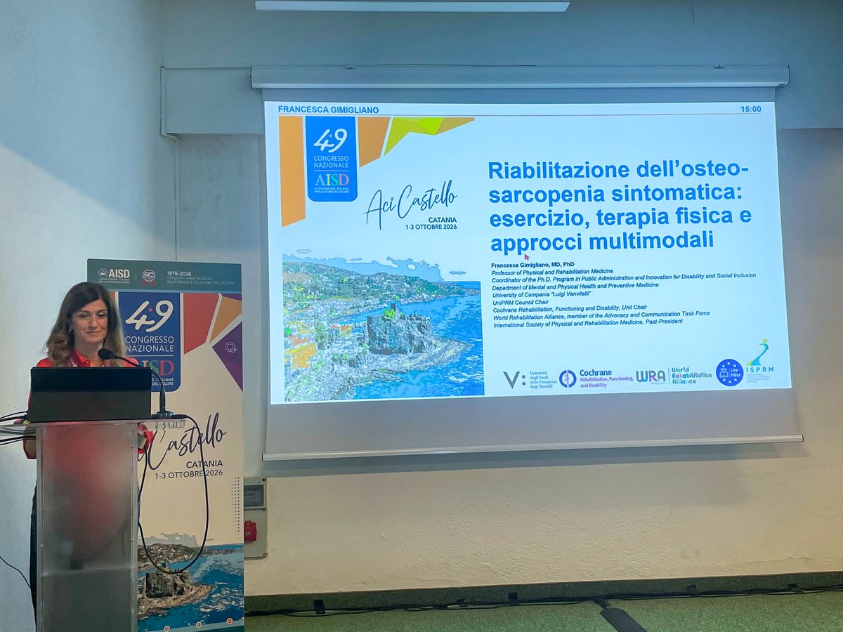 simfer's tweet photo. 🤝 Al Congresso Aisd di Aci Castello, sessione congiunta Aisd-Simfer su dolore, osteoporosi e sarcopenia.
Iolascon, Moretti, Sansone e Gimigliano hanno affrontato meccanismi del dolore, valutazione, terapia farmacologica e riabilitazione multimodale. 🦴
✅ https://t.co/3q3tSpswhp https://t.co/uilQkNm7Ap