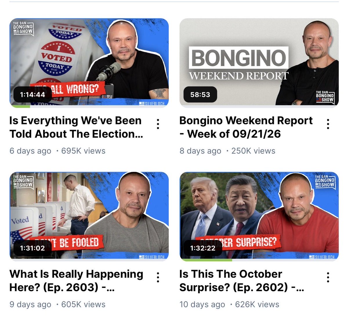 dbongino's tweet photo. A huge thank you to the Bongino Army for another incredible couple of weeks. Together, we’ve racked up millions of listens and views across platforms.

We deeply appreciate your continued support, especially during this critical election season.

Join us every day LIVE on Rumble at 10a ET—or watch on demand anytime.

God bless America, and all those who defend Her. 🇺🇸