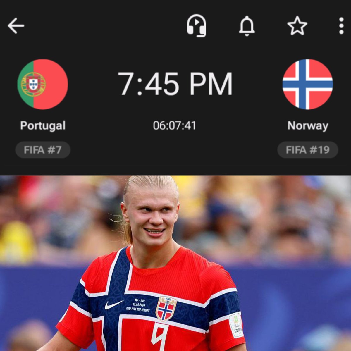 jonaspryce's tweet photo. Match prediction 
2 :1 Norway win
Haland scores 🤝 https://t.co/6omdpAikY3