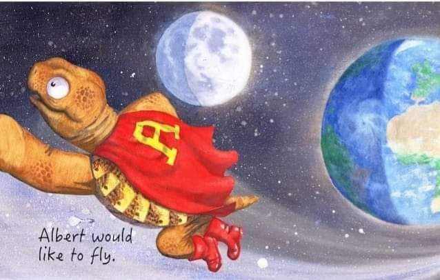AlbertTortoise's tweet photo. OF COURSE, I'D NEED A SPECIAL COSTUME THOUGHT ALBERT.  See more of #superhero ALBERT in #ALBERTthetortoise picturebook ALBERT IN THE AIR. Available Now 10 #ALBERT #picturebooks, 3 #BoardBooks &amp; #ActivityBook https://t.co/WA5TBITS18
#space #tortoise #painting #bookseries #story https://t.co/vzaTn19Ykx