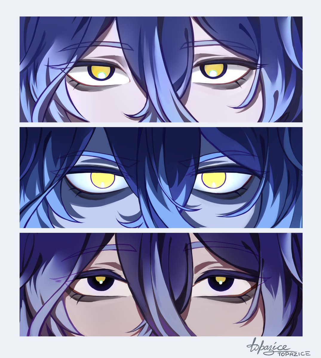 topazice's tweet photo. i noticed that too and actually drew about a year ago! Here they behave kinda like cat's, dilated=hunter mode, shrunk+slow blink=pleased https://t.co/e8rCLiajdC