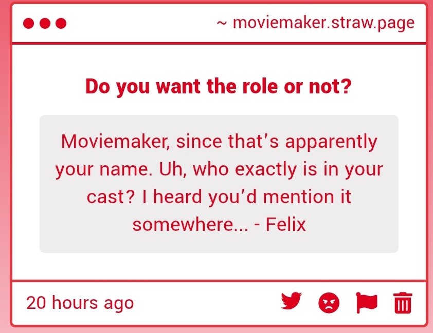 Campcounselor07's tweet photo. https://t.co/yphuPNFTa8 

"Hi Felix. 
Just call me Mario07, I *am* her afterall. I have plenty of people, Zeeky, Speedracer, Deathmask390, hmm... God, as he likes to refer to himself. I have Stalker, and I've my eye on plenty more, why? Are you interested in joining?" https://t.co/Gpu4ubAhUZ