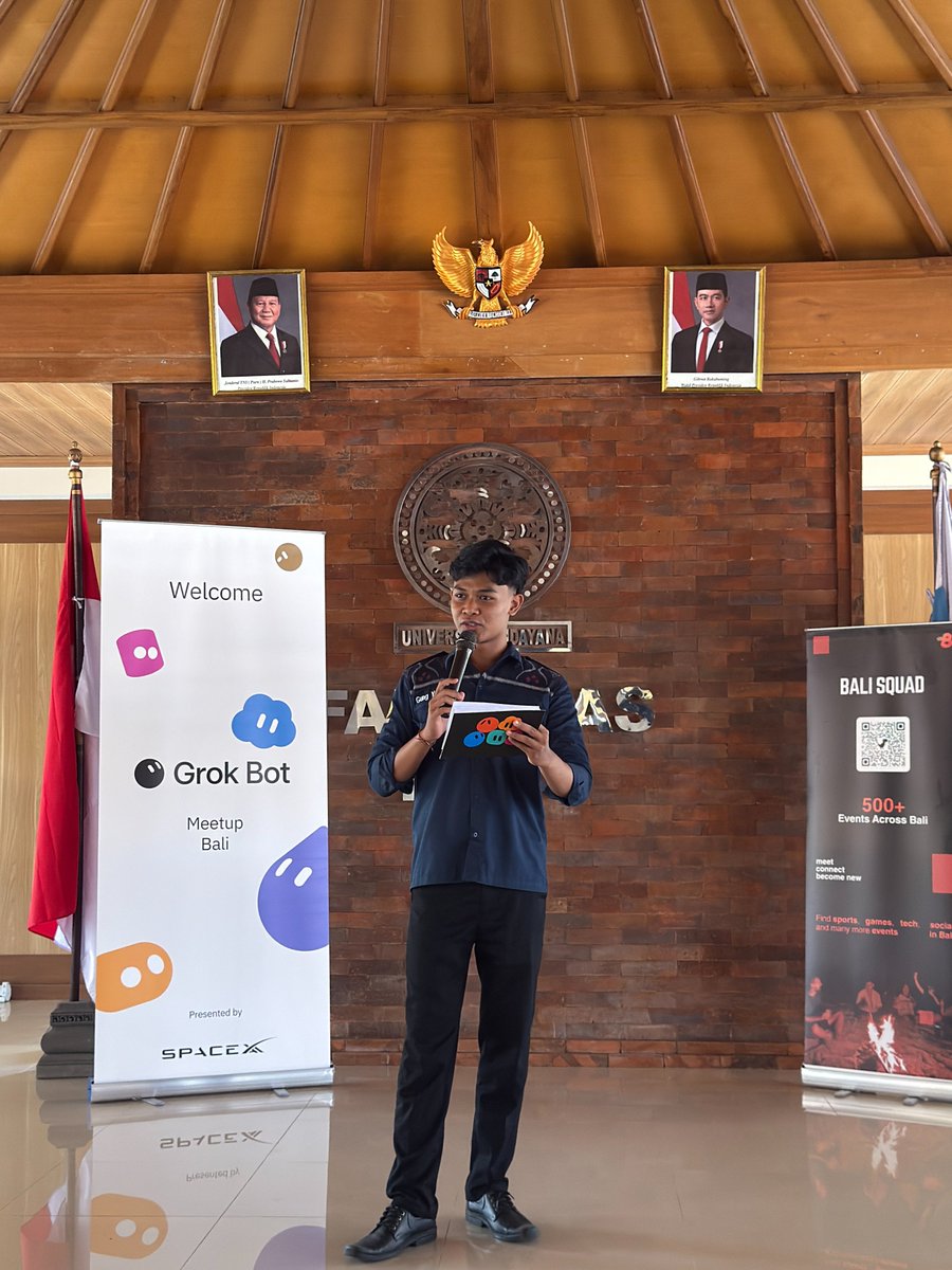 sachin_anatta's tweet photo. Grokbot Workshop Bali ✅🌴

230+ registered
130 accepted
104 showed up, laptops open 💻

Students, founders and creators, many of them non-tech, building their first bots at Universitas Udayana today 🤖

Thanks @SpaceX, @BaliSquad199997
Couldn't get a seat? Next one's coming 👀 https://t.co/6UoxbrK8Ql