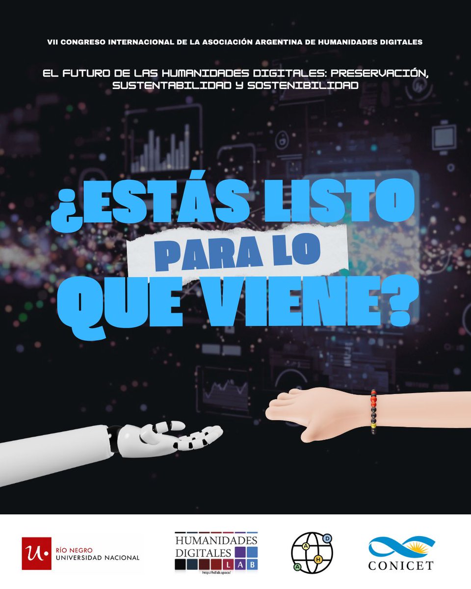aahdArg's tweet photo. 💻 VII CONGRESO INTERNACIONAL DE LA AAHD

Viedma será sede de un encuentro para reflexionar sobre el presente y el futuro de las Humanidades Digitales.

📅 11, 12 y 13 de noviembre

📲 Para mas información: https://t.co/v8XMo2wITT  

#HumanidadesDigitales #CongresoAAHD #UNRN https://t.co/5Q52jT3eT3