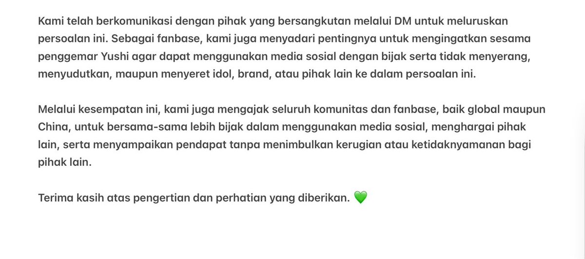 YUSHI_IDN's tweet photo. Kami YUSHI IDN memohon maaf atas keterlambatan kami dalam merespons permasalahan ini. Kami menyampaikan permohonan maaf yang tulus kepada Carmen, Fanbase Carmen Indonesia, Fans Carmen, Toshiba TV Indonesia @toshibatv_id, dan semua yang terdampak akibat kejadian ini. https://t.co/muJs7zyvis
