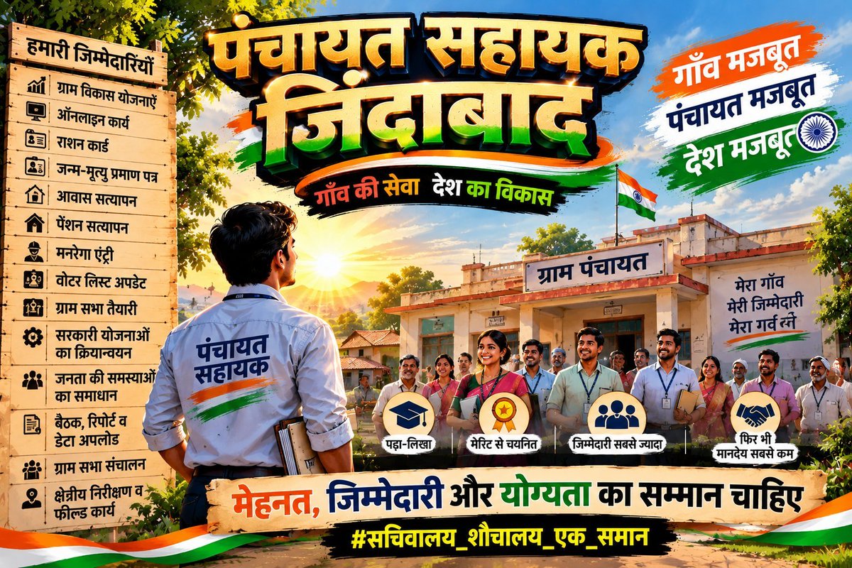 Raghave61631331's tweet photo. माननीय मुख्यमंत्री जी,
ग्राम सचिवालय को मजबूत बनाने वाले पंचायत सहायक के लिए ₹9,000 ही पर्याप्त क्यों?
₹18,000 न्यूनतम मानदेय, सीधे DBT भुगतान और सेवा सुरक्षा पर अब स्पष्ट निर्णय होना चाहिए।
@myogiadityanath @oprajbhar #पंचायत_सहायक_संघर्ष
#सचिवालय_शौचालय_एक_समान https://t.co/Ccant14TJj