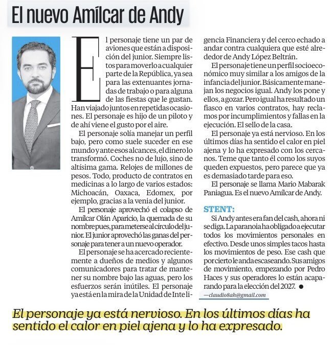PPGINTERIORISMO's tweet photo. @ClaudioOchoaH @El_Universal_Mx PINCHE BURLA!

Dice el #NarcoHuachicolero #AndyLópezBeltrán que se pueden quedar con AMILCAR OLAN

NO LE IMPORTA. Su papi le da mucho dinero ($700,000 MILLONES DE PESOS DEL #HuachicolFiscal) para comprarse todos los AMILCAR del mundo que quiera

Conozcan a:
MARIO MABARAK PANIAGUA https://t.co/tYRyvaT8Gn