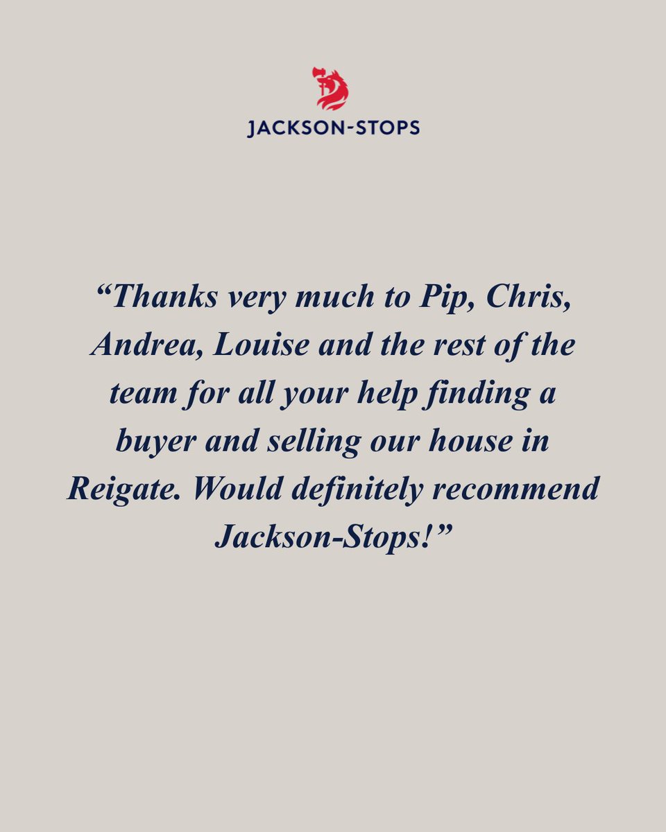 JS_Reigate's tweet photo. "Would definitely recommend Jackson-Stops!" 

Thank you, Chris, for the kind review following the sale of your Reigate home. Wishing you all the best for the move. 

#reigate #surreyproperty #jacksonstops https://t.co/bLiOpno0ZL