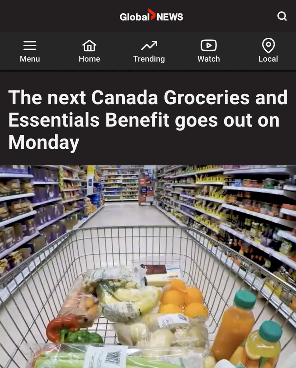 MarkJCarney's tweet photo. Tomorrow, more than 12 million Canadians will get the next Canada Groceries and Essentials Benefit payment in their bank accounts. https://t.co/5pHOWJ1MKV