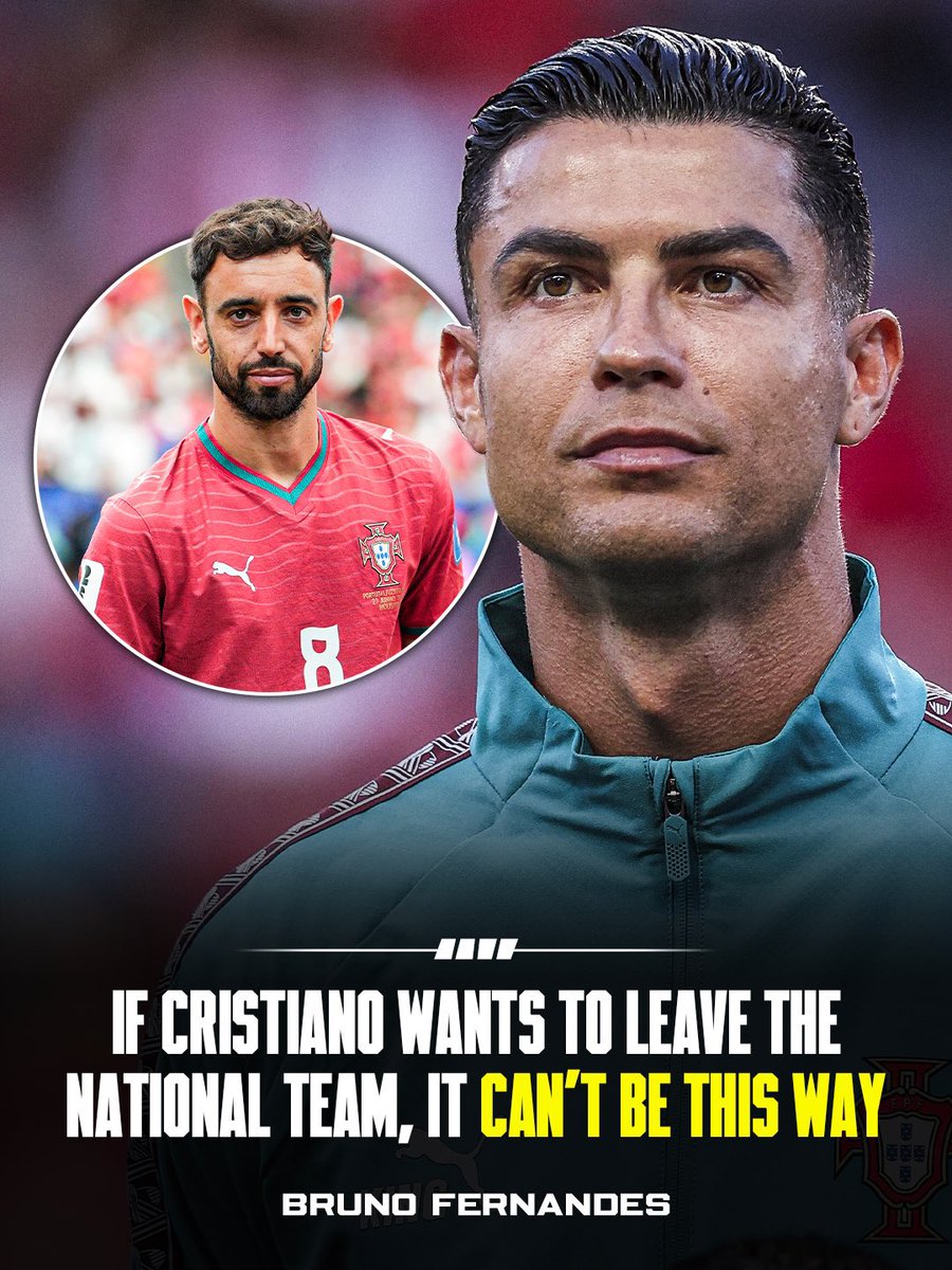 Image_Tod's tweet photo. 🚨 Bruno Fernandes: “I hope Cristiano does not leave the national team… and when or if he wants, it should be on a beautiful day to celebrate Cristiano; not like this”.

“He deserves the best. Cristiano is the biggest icon of our football, our country”, told B24. https://t.co/VaPUyHMNh0